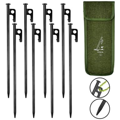 AFASOES 8 Pcs Clavijas Tienda de Campaña 30cm Piquetas Tienda Campaña estacas Tienda Clavijas de Acero para Carpa Clavijas para Tienda Clavijas Largas para Terrenos Normales y Suelo Duro + Un Bolsa