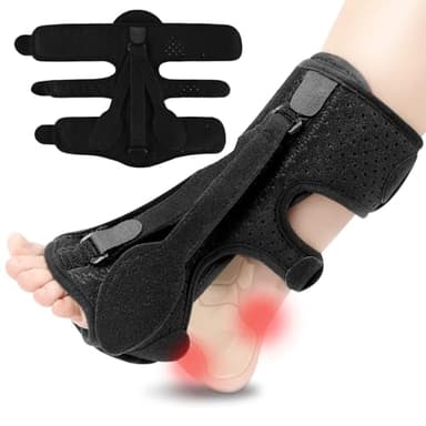 PIWOSGOL Ferula Fascitis Plantar, Ferula Nocturna Fascitis Plantar con 3 Correas Ajustables, Tobillera Fascitis Plantar avec Esteras Esponja para Fascitis Plantar, Pies Planos, Tendinitis Aquiles