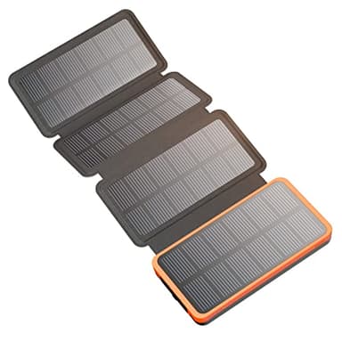 Hiluckey Cargador Solar 25000mAh, Portátil Power Bank con 4 Paneles Solar Dual Puertos USB 2.1A Carga Rápida Impermeable Batería Externa para Smartphones, Tabletas y Acampar al Aire Libre