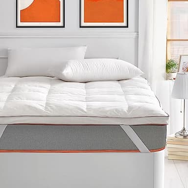What The Sleep - Topper de Plumas y Plumón 100% Natural | 150x190 cm | Envolvente | Transpirable | Lavable | Sobrecolchón | Cubrecolchón | Colchoncillo | Bass