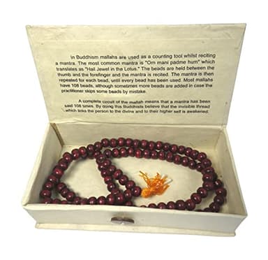 MALLA/MALLAH PRAYER BEADS BUDDHIST ROSARY WOOD IN BOX MEDITATION MALA BEAD