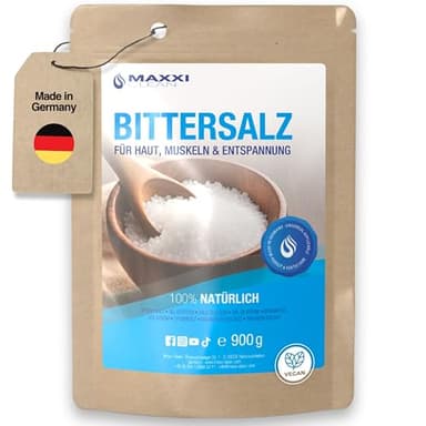 Maxxi Clean | 900 g de sal de Epsom de alta pureza | Sal de baño para bienestar y exfoliante corporal | Sulfato de magnesio para músculos, piel y alma | Magnesio adecuado para el cuidado del jardín