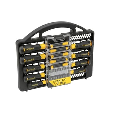 Stanley STHT0-62141 - Juego de destornilladores 34 piezas, 13 destornilladores y 20 puntas, Destornilladores Phillips y Torx + Destornillador de precisión, Estuche sintético, Mango ergonómico