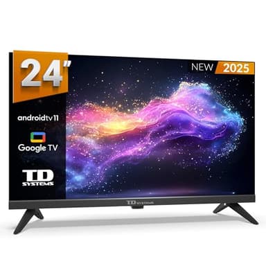 TD Systems - Smart TV 24 Pulgadas sin Marcos, Android 11, Google Assistant, Control por Voz, televisión TDT 2025. Televisor con 3 años de Garantia - PRIME24K20GLE