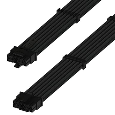 LINKUP - AVA 600W PCIE 5.0 12VHPWR (16 pines/12+4) 16AWG Cable de Fuente de alimentación de Alta Corriente con Funda - 70cm - (Negro) Compatible con Todas Las GPU RTX4000 y RTX3000 FE