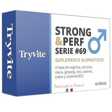 TESTOSTERONA HOMBRE | 60 Cápsulas Para Circulación Sanguínea | Booster de Fuerza Resistencia Energía | Ginseng, Maca, Arginina, Citrulina, Zinc | TRYVITE STRONG&PERF
