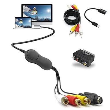 TechSide VHS Converter Analógico Digital Full Mac/PC 2024 Contactos Dorados | Compatible con MacOs Monterey Big Sur Catalina + Windows 11 | Captura de Audio/Video USB Tipo C Convertir VHS Antiguo