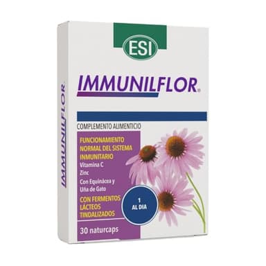 Immunilflor 30 Cápsulas – Refuerzo para las Defensas con Equinácea, Zinc, Vitamina C y Fermentos Lácticos Tindalizados – Fórmula Completa para el Sistema Inmunitario – Apt para Adultos y Adolescentes