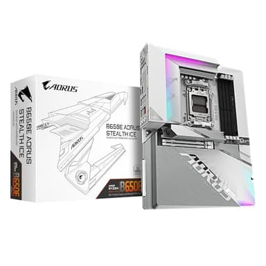 GIGABYTE B650E AORUS Stealth Ice Placa Base - AMD Ryzen Serie 9000, VRM de 12+2+2 Fases, hasta 8000 MHz DDR5 (OC), 1xPCIe 5.0 + 2xPCIe 4.0 M.2, LAN 2,5 GbE, WiFi 7, USB 3.2 Gen 2x2