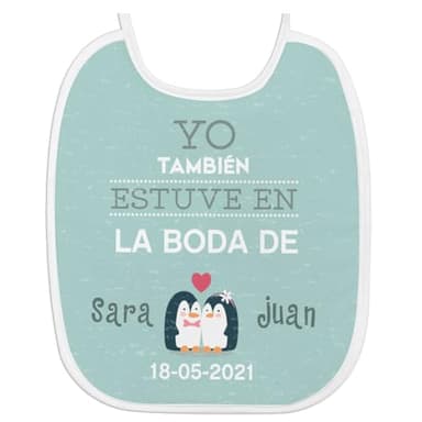 Wanapix | Babero Personalizado Bebe | Regalo Original Invitados Boda | Babete | Interior Suave | Regalo Original | 18x22 cm | Estuve en la boda