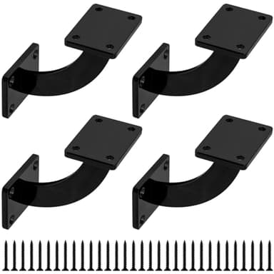Soporte de Pasamanos, 4 piezas Soportes de Pasamanos, Negro Soporte de Pasamanos de Madera para Rieles Escalera Soporta Soportes, Accesorios de Rieles de Madera para Montaje en Pared