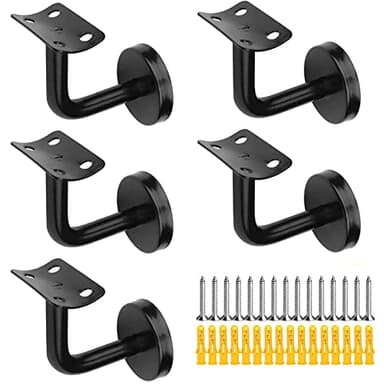 5Pcs Soporte Pasamanos, Soportes de Baranda Barandilla Pasamano de Acero Inoxidable para Escalera Pared Interior et Exterior, Negro(60x80mm)