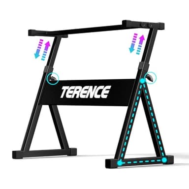 TERENCE Soporte para Pianos digitales teclado Forma Z triangular Altura ajustable de nivel 7 con 57 - 80 cm Montaje simple Adecuado para piano de 61/88 teclas Sala de conciertos al aire libre