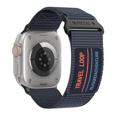 Nylon Correas para Apple Watch Ultra 2 49mm 46mm 45mm 44mm 42mm para Hombres Mujers,Correa Deportiva de Nylon Trenzado Pulsera para Apple Watch Series 10/9/8/7/6/5/4/3/2/SE/Ultra,Azul,L