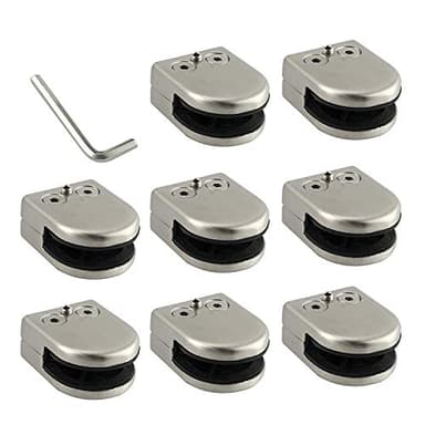 Neoteck Abrazadera de Cristal 8 pcs 6-8mm Abrazadera de Vidrio Acero Inoxidable 304 Abrazadera de Clip de Vidrio para Barandilla Escalera