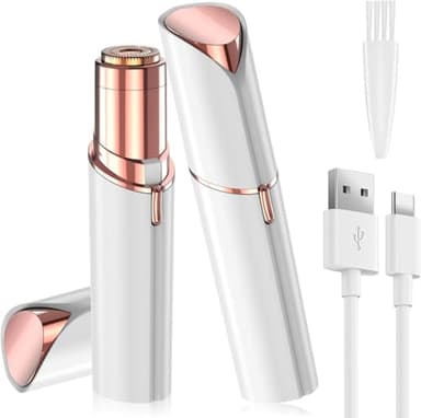 Vexloria Depiladora Facial Mujer, Eléctrica Depiladora Cejas Portátil, USB Recargable con Cabezal de Repuesto y Luz LED, Afeitadora Eléctrica para Mujer Sin Dolor para Cara Nariz Labio, Blanco