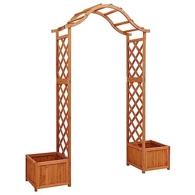 vidaXL Pérgola de Jardín con Jardinera Maceta Planta Caja Flores Jardín Soporte Trepadoras Porche Cenador Decoración Patio Madera Maciza de Abeto
