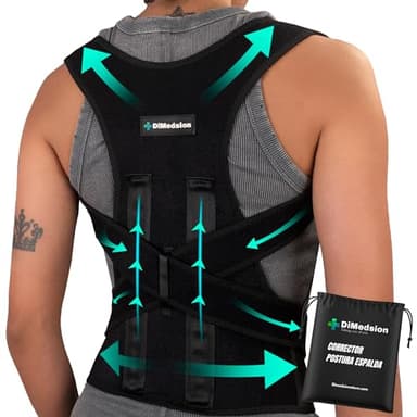 Dimedsion Corrector postura espalda mujer y hombre| Corrector de postura espalda mujer, corrector de espalda hombre con bolsa, corrector postura espalda hombre transpirable, corset espalda recta (L)