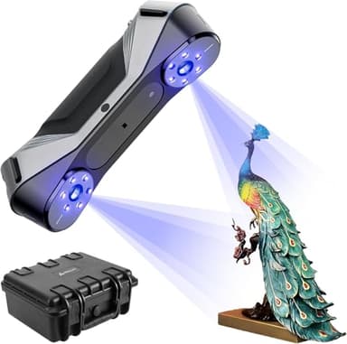 Creality Escáner 3D Raptor, escáner de mano con precisión de 0,02 mm, luz azul industrial, seguimiento antivibración, hasta 60 fps, soporte de velocidad de escaneo, objetos de 5 – 2000 mm para Windows