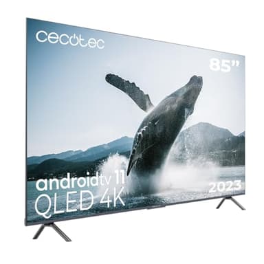 Cecotec TV 85" QLED 4K UHD VQU30085+S.120Hz, Full Array Local Dimming 144 Zonas, Smart TV Android 11, HDMI 2.1, Google Voice Assistant, Dolby Visiotmos, SubWoofer 60W, Wi-Fi, BT, PVR