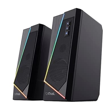 Trust Gaming Juego de Altavoces PC con Iluminación RGB GXT 609 Zoxa - Altavoz Potente, 6 Modos de Iluminación RGB, Alimentación por USB, 12 W, per PC, Ordenador Portátil - Negro