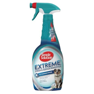 Simple Solution Eliminador Extremo de Manchas y Olores de Mascotas, Limpiador enzimático con un poder de limpieza 3X Pro-Bacterias - 945ml (Paquete de 1)