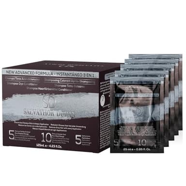 Tinte Barba Hombre - Cubre Canas - Champu Tinte Canas - Tinte Pelo Hombre - 5 Aplicaciones Monodosis - Salvathor Duran 125ml.