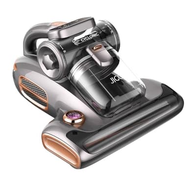 JIGOO T600 Aspiradora Antiacaros para Colchones con Luz UV y Vibración, 700W 15kpa Elimina 99.9%, Pantalla LED, 5s Colector de Polvo de Calentamiento Rápido,Diseño Silencioso 72dB sin Ruido