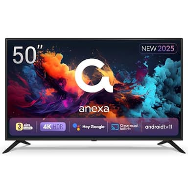 anexa - Smart TV 50" DLED 4K, Android 11, Google Assistant, Control por Voz, TDT 2024, 3 años de garantía, SMART50C01UG, Compatible con Netflix, Prime Video y más