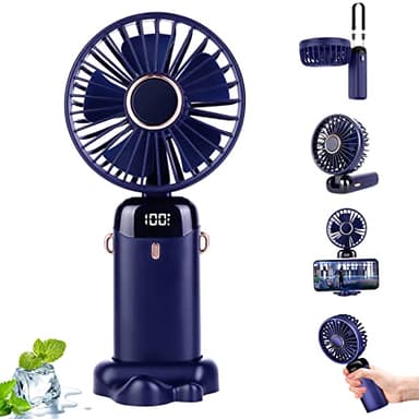 JOPHEK Ventilador Portatil, Ventilador Pequeño Ventilador USB Mini Ventilador 5000mAh Ventilador Pequeño Silencioso, Con Tableta de Aromaterapia y Cordón (Blue)
