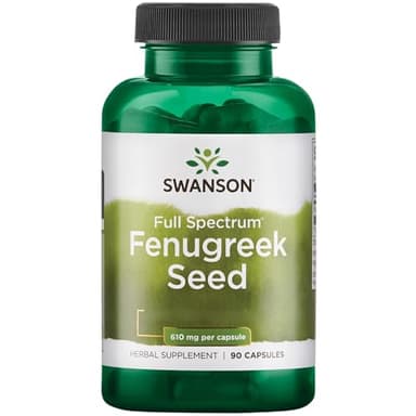 Swanson, Full Spectrum Fenugreek Seed (Semillas de Alholva), 610mg, 90 Cápsulas, Alta Dosis, Probado en Laboratorio, Sin Soja, Sin Gluten, No GMO