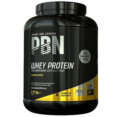 Premium Body Nutrition - Proteína de suero de leche en polvo, 2.27 kg (Paquete de 1), sabor Plátano, sabor optimizado