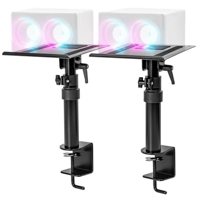 Duronic SPS25 2 Uds. Soportes de Altavoz de sobremesa | Ajustable 26,4-40,5 cm | Inclinación y Giro | Plataforma de 24 x 20 cm | Soporte de Escritorio de Altavoz | Cine en casa | Estudio de grabación