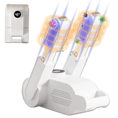 Secador de zapatos eléctrico, secador de botas de esquí, calentador de zapatos, calentador de pies eléctrico, secador de guantes, con temporizador, luz UV + carbón activado, doble antibacteriano