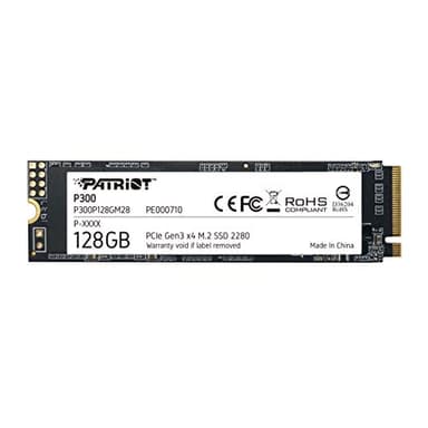 Patriot P300 M.2 PCIe Gen 3 x4 128GB SSD NVMe M.2 de bajo Consumo - P300P128GM28 - Velocidad de Lectura hasta 1600 MB/s y Escritura de 600 MB/s