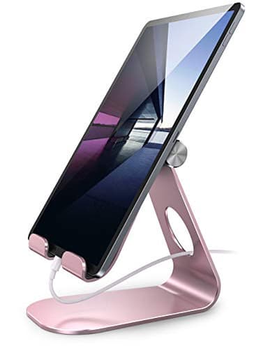 Lamicall Soporte Tablet, Multiángulo Soporte Tablet - Soporte Ajustable Tablet para 2022 iPad Pro 12.9, 11, 10.5, 9.7, iPad Mini 2 3 4, iPad Air 2 3 4, Samsung Tab, iPhone, Otras Tablets - Oro Rosa