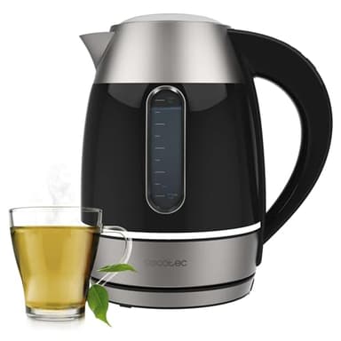 Cecotec Hervidor de Agua Eléctrico con Pantalla Digital ThermoSense 400 VisionLight. Capacidad 1,7 Litros, 2200 W, Interior de Vidrio y Acero Inox, Pantalla Táctil, 7 Niveles de Temperatura, Base 360º