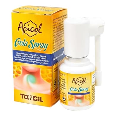 Apicol Gola Propolis Spray Garganta 25 ml - Propóleo con Regaliz, Menta y Anís, Efecto Calmante Para la Irritación de Garganta y Faringe, Sin Azúcar y Sin Alérgenos | de TONGIL