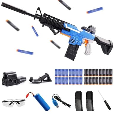Lanzador Totalmente Motorizado,Motorized Dart Blaster,Lanzador Dardos,con 100 Dardos,2 Revistas,Juguetes para Niños de 6 a 12 Años,Pistola de Juguete para Niños,para Jugar al Aire.