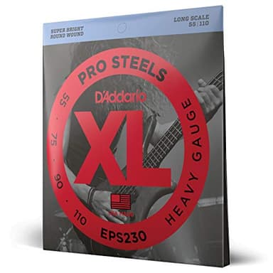 D'Addario EPS230 XL ProSteels Pesado (.055-.110) Electric Bass Guitar Strings, Escala larga
