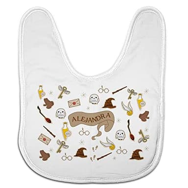 LolaPix Baberos Mago. Babero personalizado con nombre. Baberos originales. Bebé, niño, niña. Babero infantil cierre velcro. Regalos personalizados. Regalo original