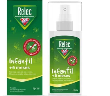Relec Infantil Spray Antimosquitos, Repelente de Mosquitos 100 ml (+6 Meses), Dermatológicamente Testado, Eficaz Contra El Mosquito Tigre, Protección contra Picaduras de Mosquitos en Zonas Templadas