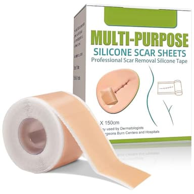 Parches Cicatrizantes,Silicone Scar Sheets,Parches Silicona Cicatrices,Parche Cicatrizante Eliminación Indolora de Cicatrices de Quemaduras y Heridas (4 Cm X 150 Cm/Rollo)