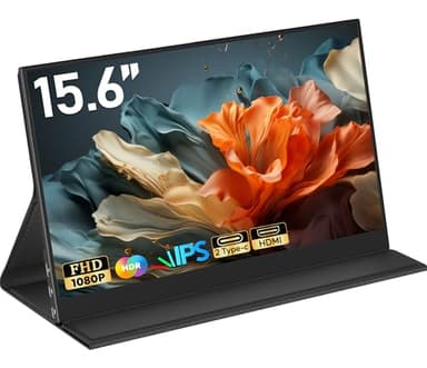 HONGO Monitor Portatil Pantalla Portatil IPS FHD de 15,6" 1920x1080P, Pantalla Ordenador Móvil Externa HDR con HDMI/Tipo C/USB C, Tablet Portable Monitor para PC Mac Laptop X-BO PS4/5, con Smart Funda
