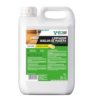 EQM - ECO-208 - Limpiador de Suelos de Madera - 5L - Limpia, Protege e Hidrata – Suelos de parquet, tarima y laminados – También válido para muebles, puertas y armarios
