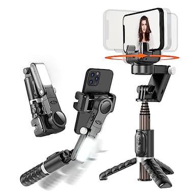 KOSCHEAL Estabilizador de Movil, Q18 Estabilizador 2 Ejes para Smartphone con Luz de Relleno y Trípode,Seguimiento Facial para Video de Vlog/Youtube/TikTok con App (KOSQ18S)