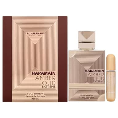 Al Haramain Amber Oud Gold Edition Extreme by Al Haramain Set de regalo 6.7 oz 6.7 Spray de perfume puro + 0.34 oz Spray recargable