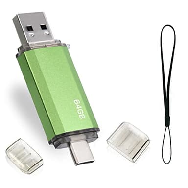 Tipo C y USB 2.0 OTG Flash Drive 64 GB 2 en 1 USB Pendrive Memory Stick para Smartphones Android, Windows, Android, Pc, Tabletas, Almacenamiento DE Datos Externo Etc (Verde)