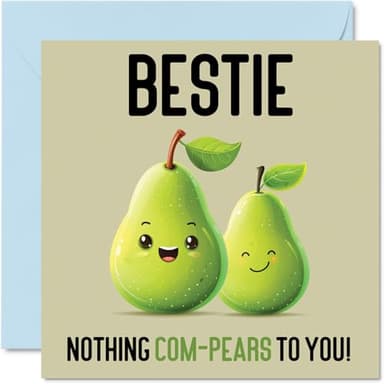 Tarjetas de cumpleaños para mejor amiga, Nothing Com-Pears, divertida tarjeta de feliz cumpleaños para mejor amigo de amigos, regalos de cumpleaños para mejores amigos, tarjetas de felicitación de