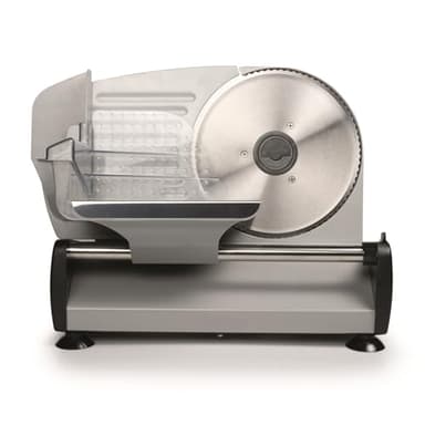 Cortafiambres Acero Inoxidable con 3 Velocidades | Cortadora de Fiambre Eléctrica Blanco 150 W | Máquina Corta Fiambre Fácil de Limpiar | Hoja Afilida de Gran Precisión